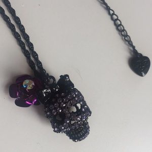 Betsey Johnson Black Skull Necklace
